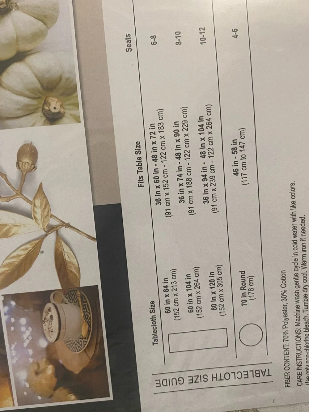 Colordrift Luxurious Metallic Leaf Print Cloth Tablecloth Oblong 60